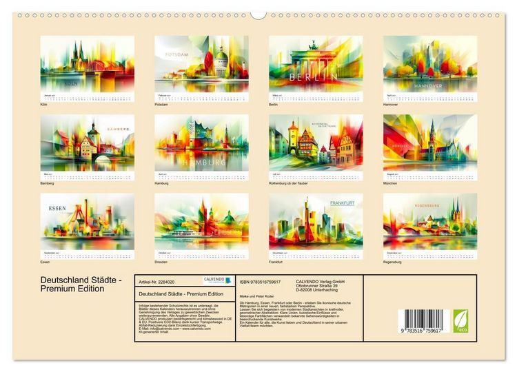 Produktbild: Deutschland St&auml;dte - Premium Edition (hochwertiger Premium Wandkalender 2027 DIN A2 quer), Kunstdruck in Hochglanz