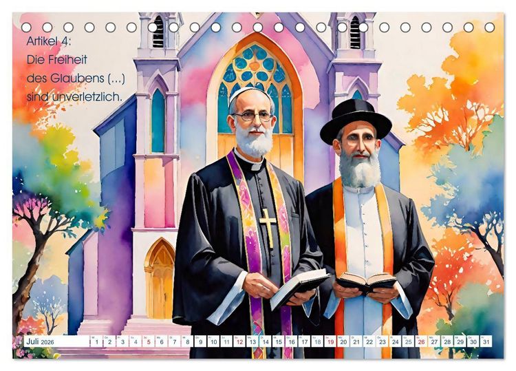 Produktbild: Unsere Grundrechte (Tischkalender 2026 DIN A5 quer), CALVENDO Monatskalender