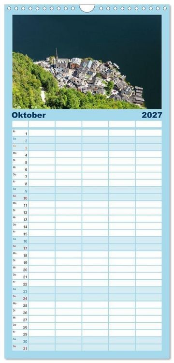 Produktbild: Familienplaner 2027 - Hallstatt und der Hallst&auml;tter See mit 5 Spalten (Wandkalender, 21 x 45 cm) CALVENDO