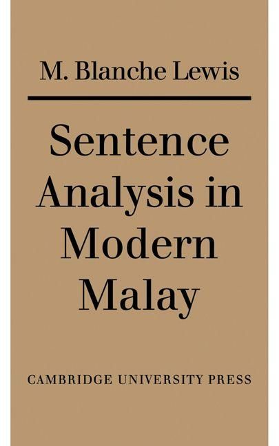 Produktbild: Sentence Analysis in Modern Malay