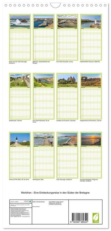 Produktbild: Familienplaner 2027 - Morbihan - Eine Entdeckungsreise in den S&uuml;den der Bretagne mit 5 Spalten (Wandkalender, 21 x 45 cm) CALVENDO