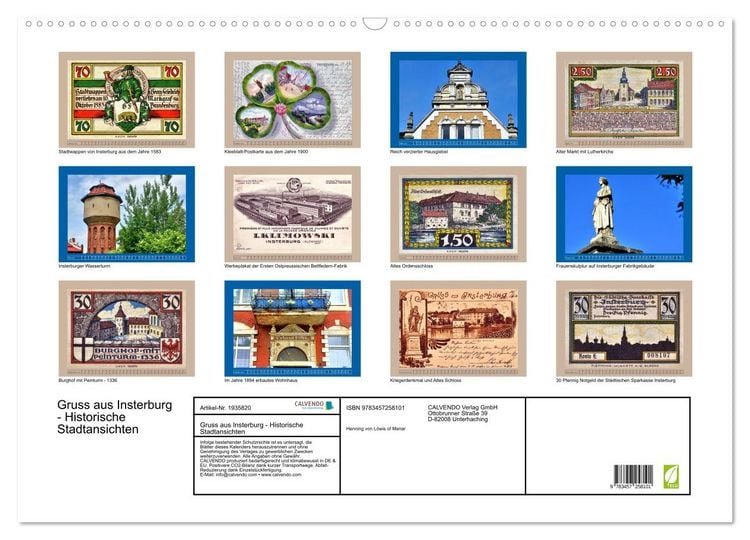 Produktbild: Gruss aus Insterburg - Historische Stadtansichten (Wandkalender 2026 DIN A2 quer), CALVENDO Monatskalender