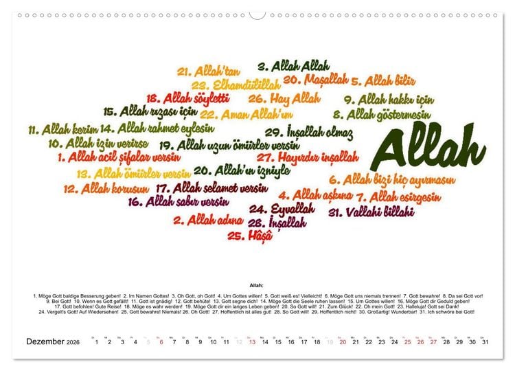 Produktbild: Smalltalk Sprachkalender T&uuml;rkisch-Deutsch (hochwertiger Premium Wandkalender 2026 DIN A2 quer), Kunstdruck in Hochglanz