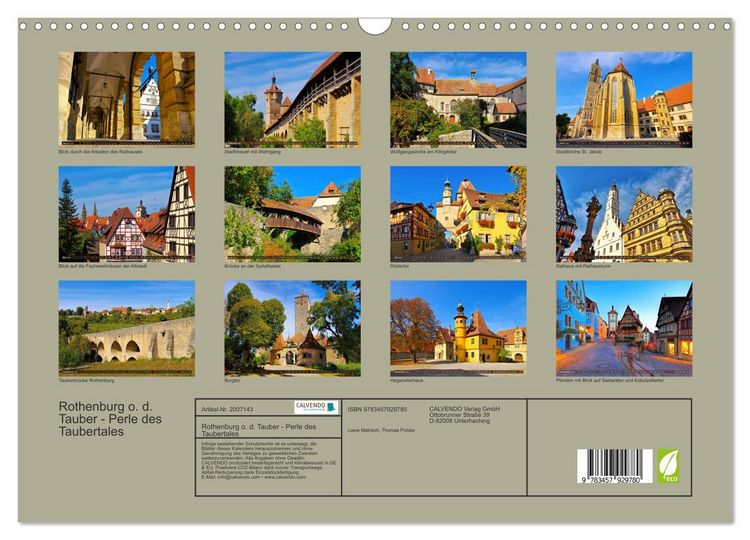 Produktbild: Rothenburg o. d. Tauber - Perle des Taubertales (Wandkalender 2026 DIN A3 quer), CALVENDO Monatskalender