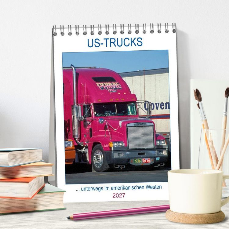 Produktbild: US-Trucks... unterwegs im amerikanischen Westen - Monatsplaner (Tischkalender 2027 DIN A5 hoch), CALVENDO Monatskalender