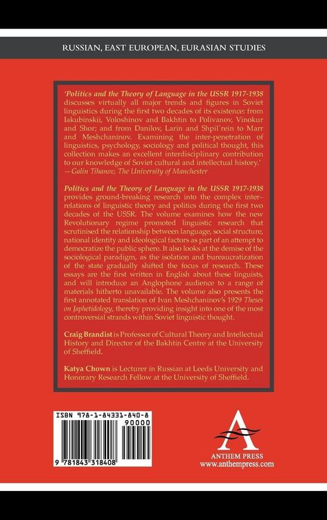 Produktbild: Politics and the Theory of Language in the USSR 1917-1938