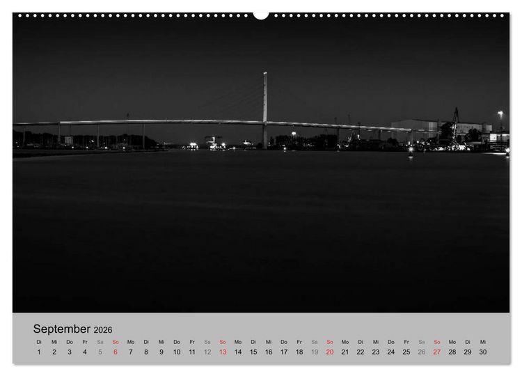 Produktbild: Hansestadt Stralsund bei Nacht (mit GPS-Koordinaten) (Wandkalender 2026 DIN A2 quer), CALVENDO Monatskalender