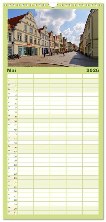Produktbild: Familienplaner 2026 - Unser sch&ouml;nes Wismar mit 5 Spalten (Wandkalender, 21 x 45 cm) CALVENDO