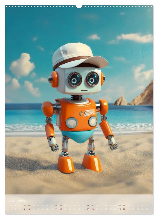 Produktbild: RoboLife - Niedliche Blechfreunde im Alltag (Wandkalender 2026 DIN A2 hoch), CALVENDO Monatskalender