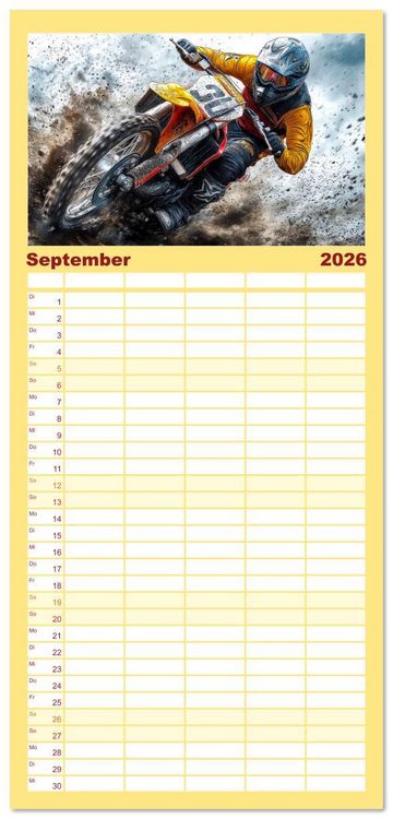 Produktbild: Familienplaner 2026 - Motocross - Highspeed durch das Jahr mit 5 Spalten (Wandkalender, 21 x 45 cm) CALVENDO