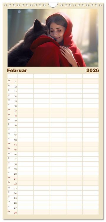 Produktbild: Familienplaner 2026 - Gl&uuml;cklich wie im M&auml;rchen mit 5 Spalten (Wandkalender, 21 x 45 cm) CALVENDO