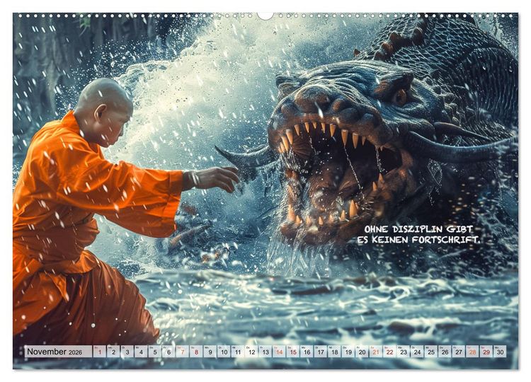 Produktbild: Shaolin M&ouml;nche - Weisheit und Disziplin (Wandkalender 2026 DIN A2 quer), CALVENDO Monatskalender