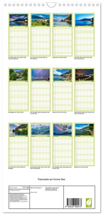 Produktbild: Familienplaner 2026 - Traumziele am Comer See mit 5 Spalten (Wandkalender, 21 x 45 cm) CALVENDO