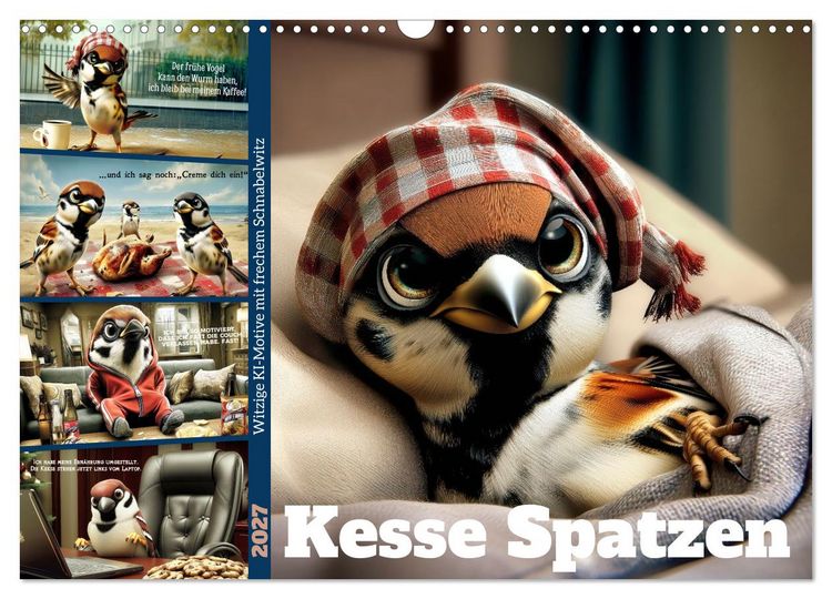 Produktbild: Kesse Spatzen (Wandkalender 2027 DIN A3 quer), CALVENDO Monatskalender