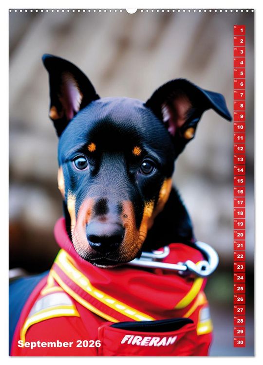 Produktbild: Feuerwehr - Tierischer Feuerwehrkalender (hochwertiger Premium Wandkalender 2026 DIN A2 hoch), Kunstdruck in Hochglanz