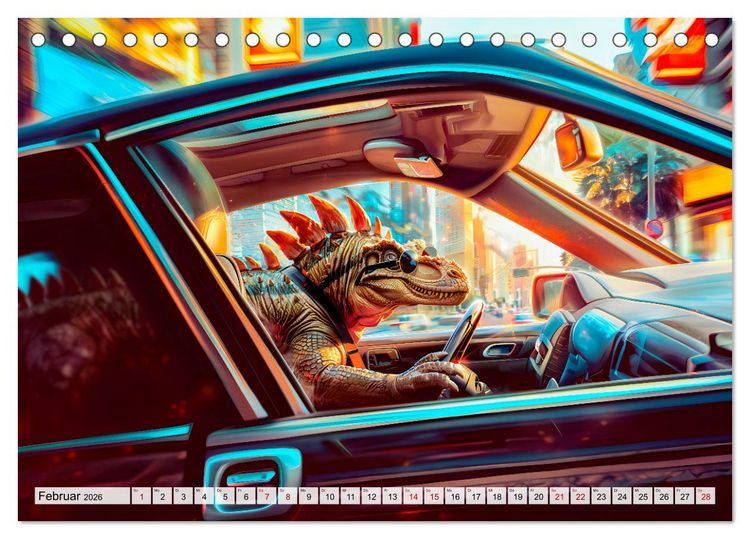 Produktbild: Dinosaurier-Alltag - Wenn sie nicht ausgestorben w&auml;ren! (Tischkalender 2026 DIN A5 quer), CALVENDO Monatskalender