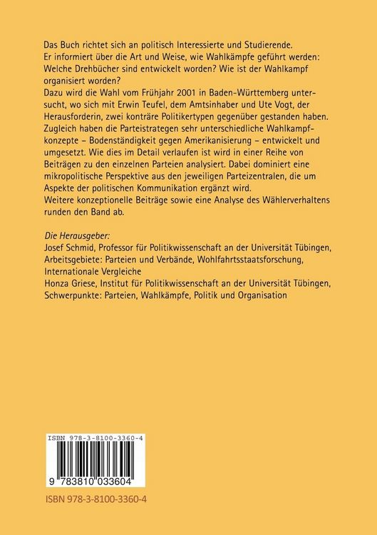 Produktbild: Wahlkampf in Baden-W&uuml;rttemberg