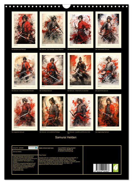 Produktbild: Samurai Helden (Wandkalender 2026 DIN A3 hoch), CALVENDO Monatskalender