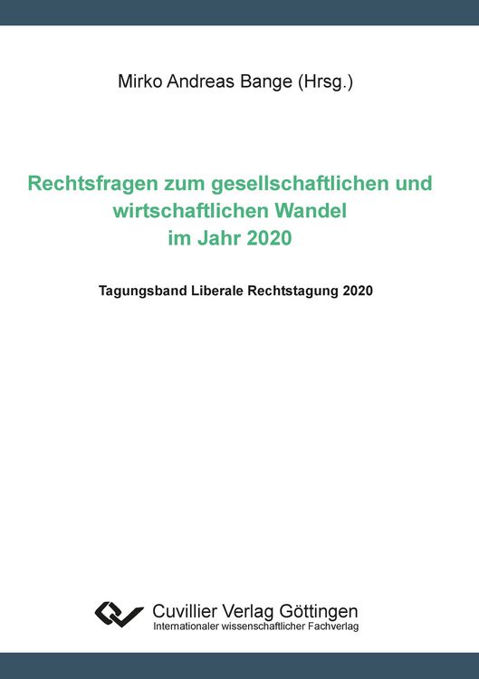 Produktbild: Rechtsfragen zum gesellschaftlichen und und wirtschaftlichen Wandel im Jahr 2020