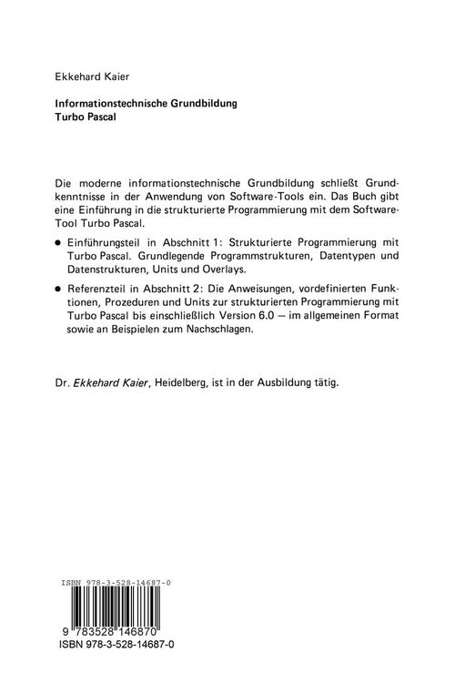 Produktbild: Informationstechnische Grundbildung Turbo Pascal