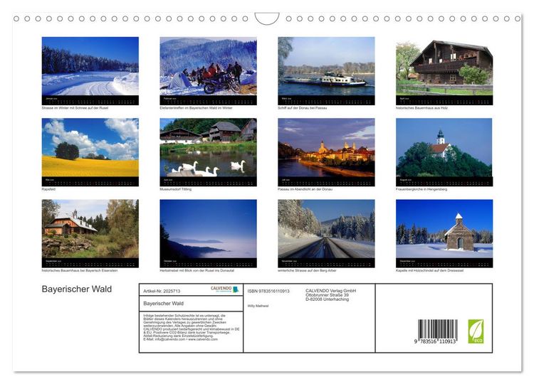 Produktbild: Bayerischer Wald (Wandkalender 2026 DIN A3 quer), CALVENDO Monatskalender