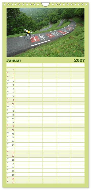 Produktbild: Familienplaner 2027 - Pyren&auml;enp&auml;sse mit dem Rennrad 2027 mit 5 Spalten (Wandkalender, 21 x 45 cm) CALVENDO
