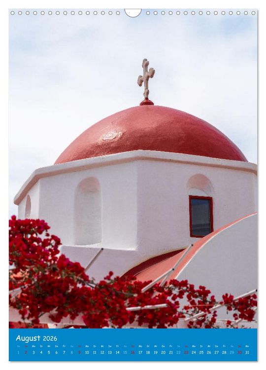 Produktbild: Griechenland - Die griechischen Inseln Mykonos und Santorini (Wandkalender 2026 DIN A3 hoch), CALVENDO Monatskalender