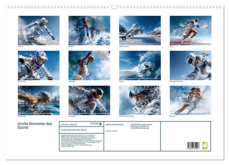 Produktbild: Gro&szlig;e Momente des Sports (Wandkalender 2026 DIN A2 quer), CALVENDO Monatskalender