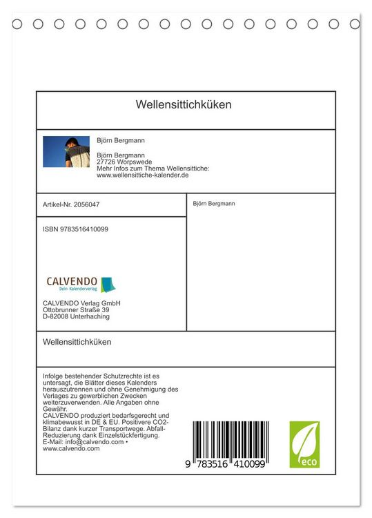 Produktbild: Wellensittichk&uuml;ken (Tischkalender 2026 DIN A5 hoch), CALVENDO Monatskalender