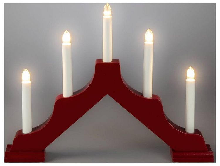 Produktbild: Konstsmide 2133-510 Holzleuchter Wei&szlig; LED Rot