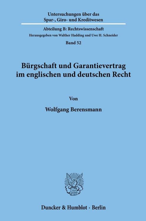 Produktbild: B&uuml;rgschaft und Garantievertrag im englischen und deutschen Recht.