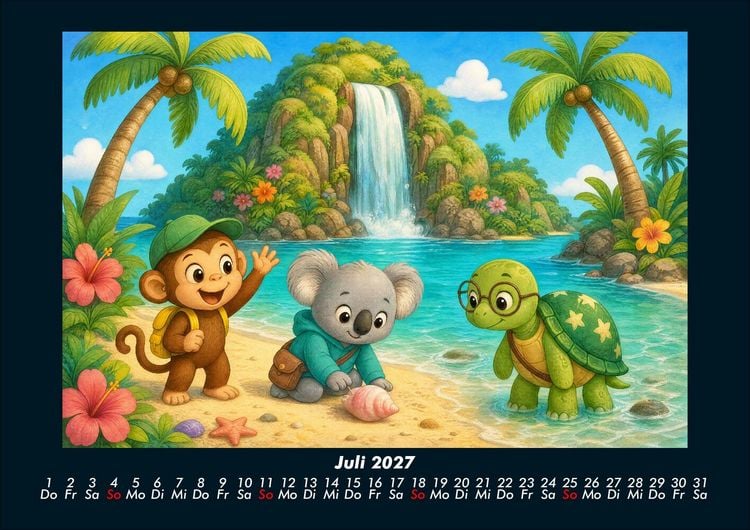 Produktbild: Wasserf&auml;lle der Fantasie mit Milo, Kiki & Taz 2027 Fotokalender DIN A4