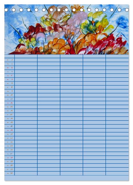 Produktbild: Bl&uuml;tenzauber - Familienplaner 2026 (Tischkalender 2026 DIN A5 hoch), CALVENDO Monatskalender