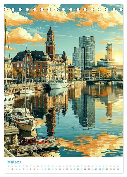 Produktbild: Schweden - Old School Poster Style (Tischkalender 2027 DIN A5 hoch), CALVENDO Monatskalender