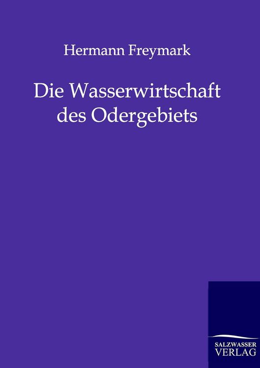 Produktbild: Die Wasserwirtschaft des Odergebiets