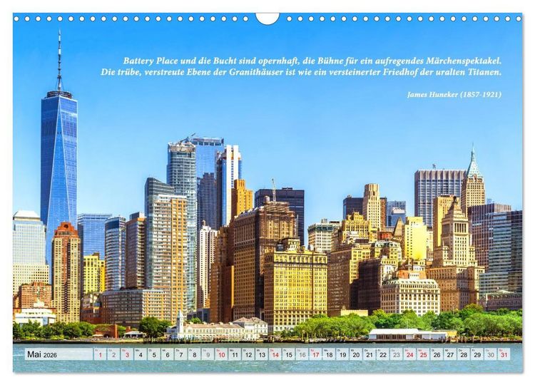 Produktbild: New York Ansichten - Literaturkalender (Wandkalender 2026 DIN A3 quer), CALVENDO Monatskalender