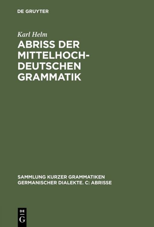 Produktbild: Abri&szlig; der mittelhochdeutschen Grammatik
