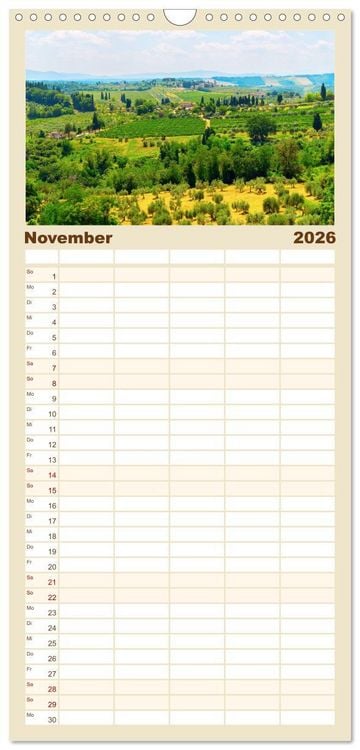 Produktbild: Familienplaner 2026 - San Gimignano, die Stadt der T&uuml;rme mit 5 Spalten (Wandkalender, 21 x 45 cm) CALVENDO