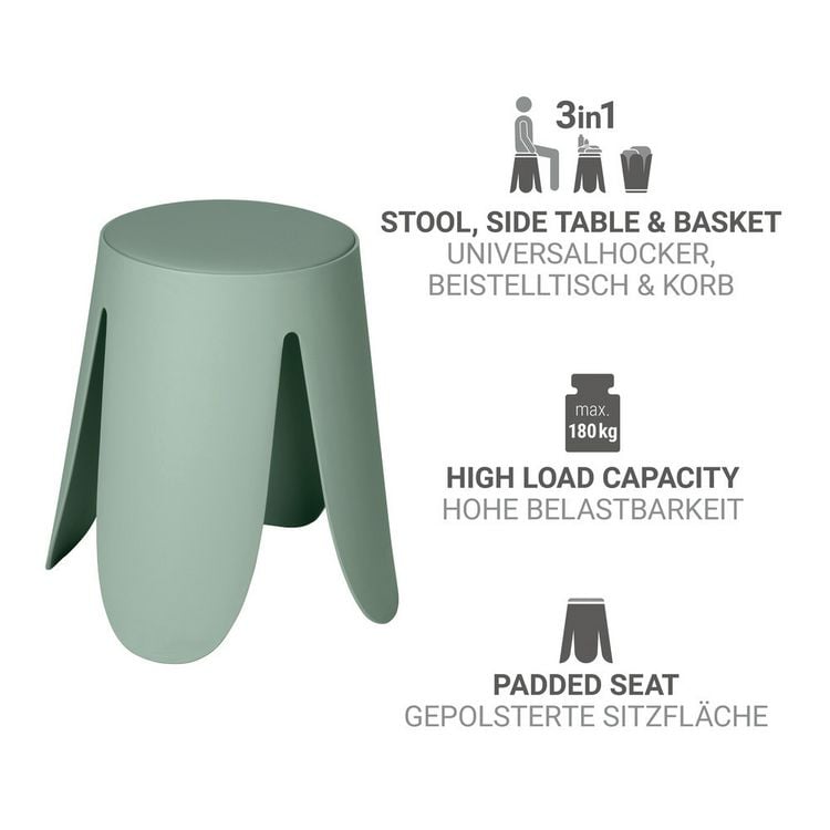 Produktbild: Badhocker Mod. Comiso Lindgrün matt, belastbar bis 180 kg