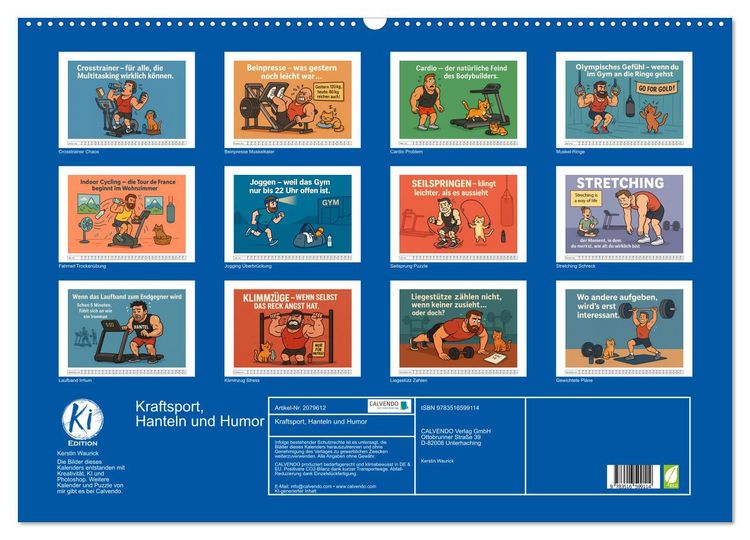 Produktbild: Kraftsport, Hanteln und Humor (Wandkalender 2026 DIN A2 quer), CALVENDO Monatskalender