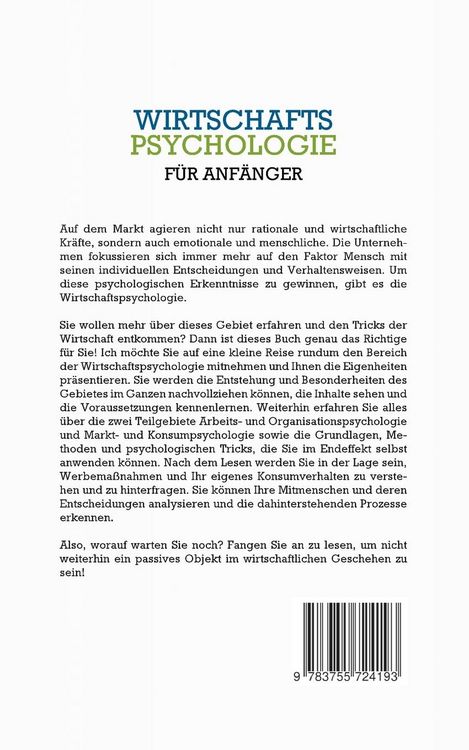 Produktbild: Wirtschaftspsychologie f&uuml;r Anf&auml;nger