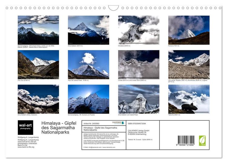 Produktbild: Himalaya - Gipfel des Sagarmatha Nationalparks (Wandkalender 2027 DIN A3 quer), CALVENDO Monatskalender