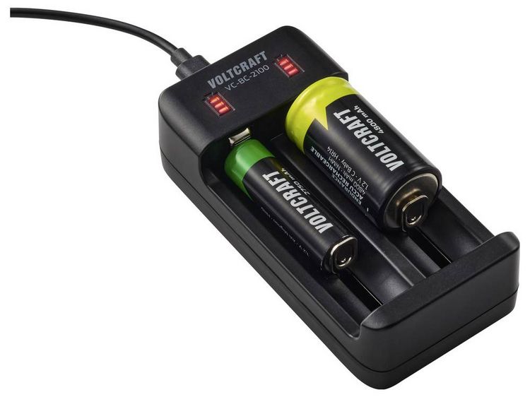 Produktbild: VOLTCRAFT VC-BC-2100 Rundzellen-Ladeger&auml;t NiMH, LiIon Mignon (AA), Micro (AAA), Mini (AAAA), Baby (C), 26700, 26650, 22650, 25500