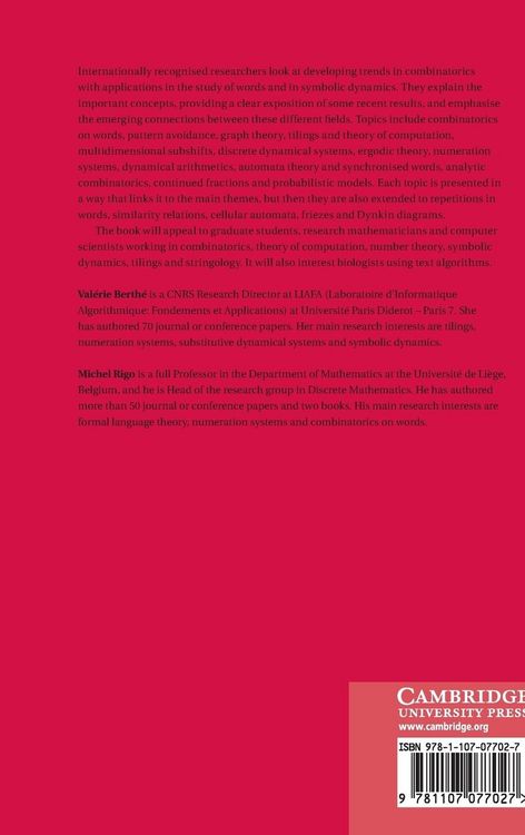 Produktbild: Combinatorics, Words and Symbolic Dynamics
