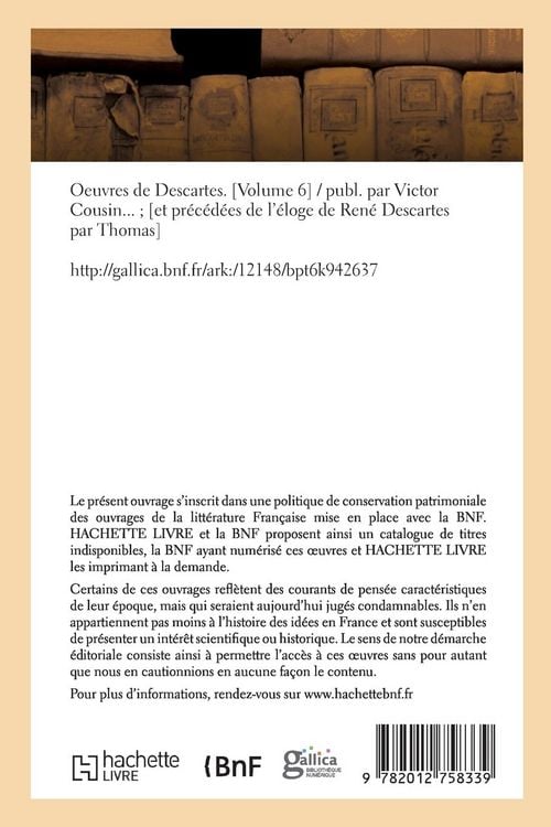 Produktbild: Oeuvres de Descartes. [Volume 6] (&Eacute;d.1824-1826)