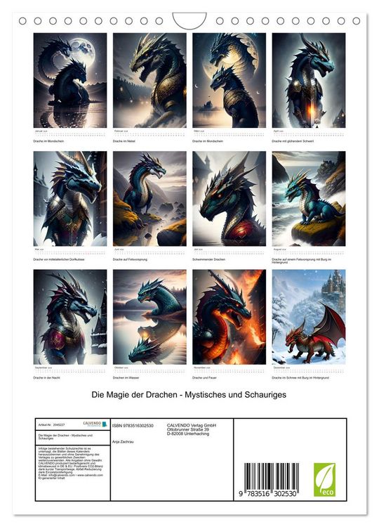 Produktbild: Die Magie der Drachen - Mystisches und Schauriges (Wandkalender 2026 DIN A4 hoch), CALVENDO Monatskalender