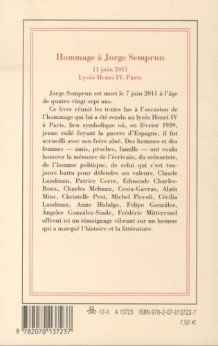 Produktbild: Hommage &agrave; Jorge Semprun