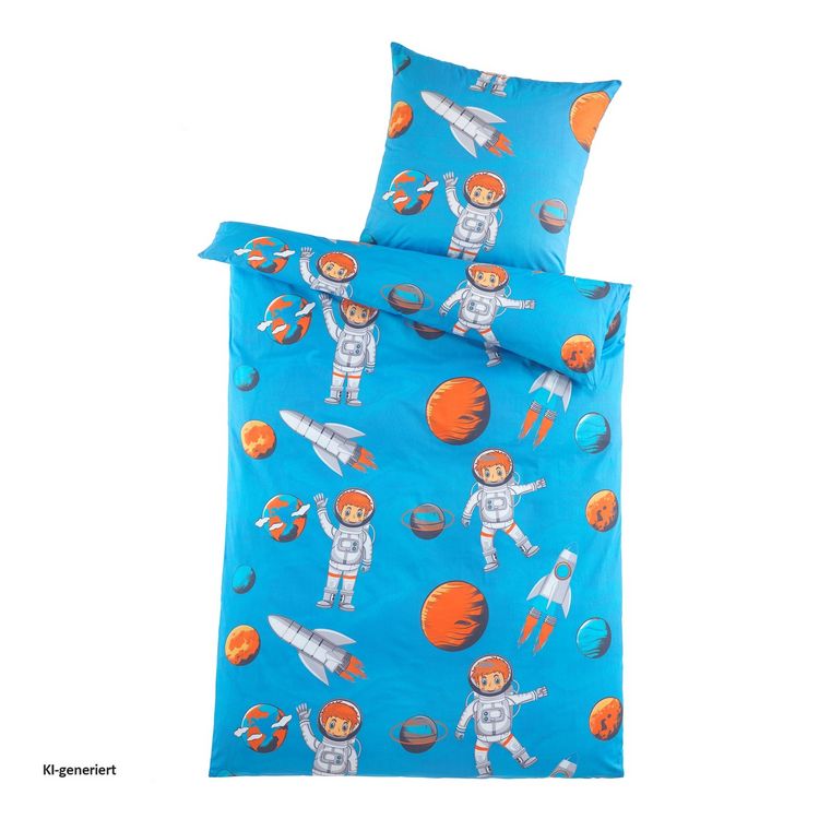 Produktbild: HTI-Living Mikrofaser Kinder Bettw&auml;sche 2-tlg 80x80 135x200 Weltall