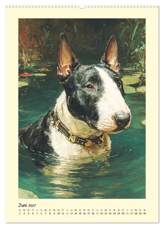 Produktbild: Gentlemen auf Pfoten. Der Bullterrier im k&uuml;nstlerischen Vintage-Stil (Wandkalender 2027 DIN A2 hoch), CALVENDO Monatskalender