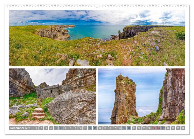 Produktbild: Sehnsucht Wales - Collagen eines Landes (Wandkalender 2026 DIN A2 quer), CALVENDO Monatskalender